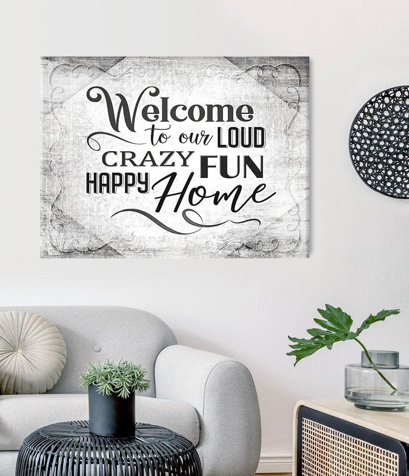 Hot Deal! Ready-to-Hang Wood Frame Home Wall Art: Welcome To Our Loud