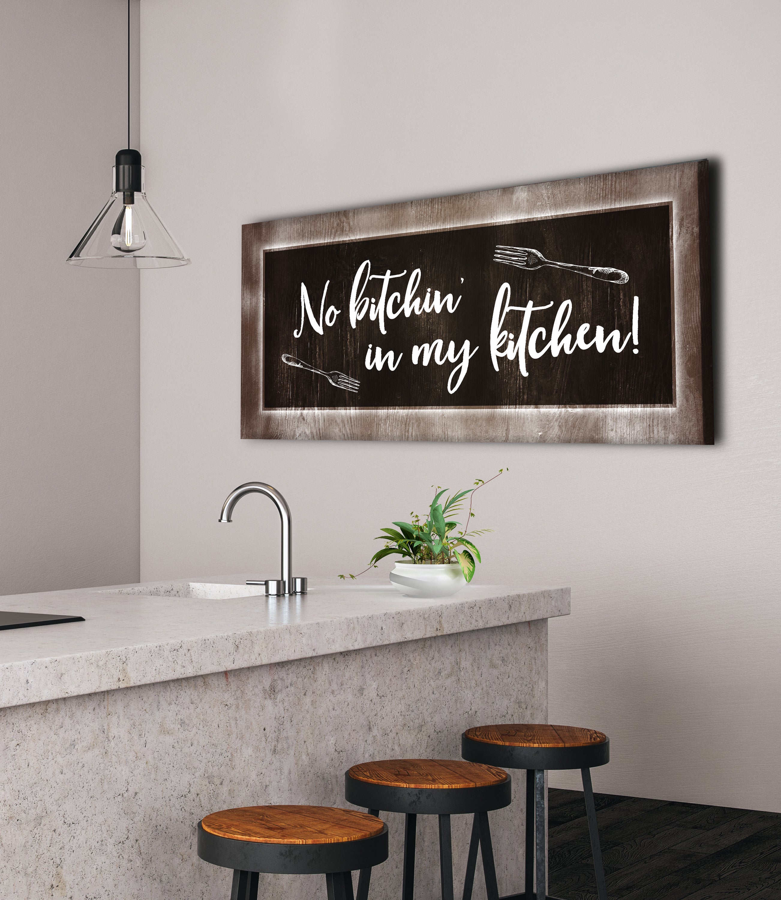 Hot Deal! Ready - To - Hang 'No Bitching In My Kitchen' Wood - Framed Kitchen Wall Art