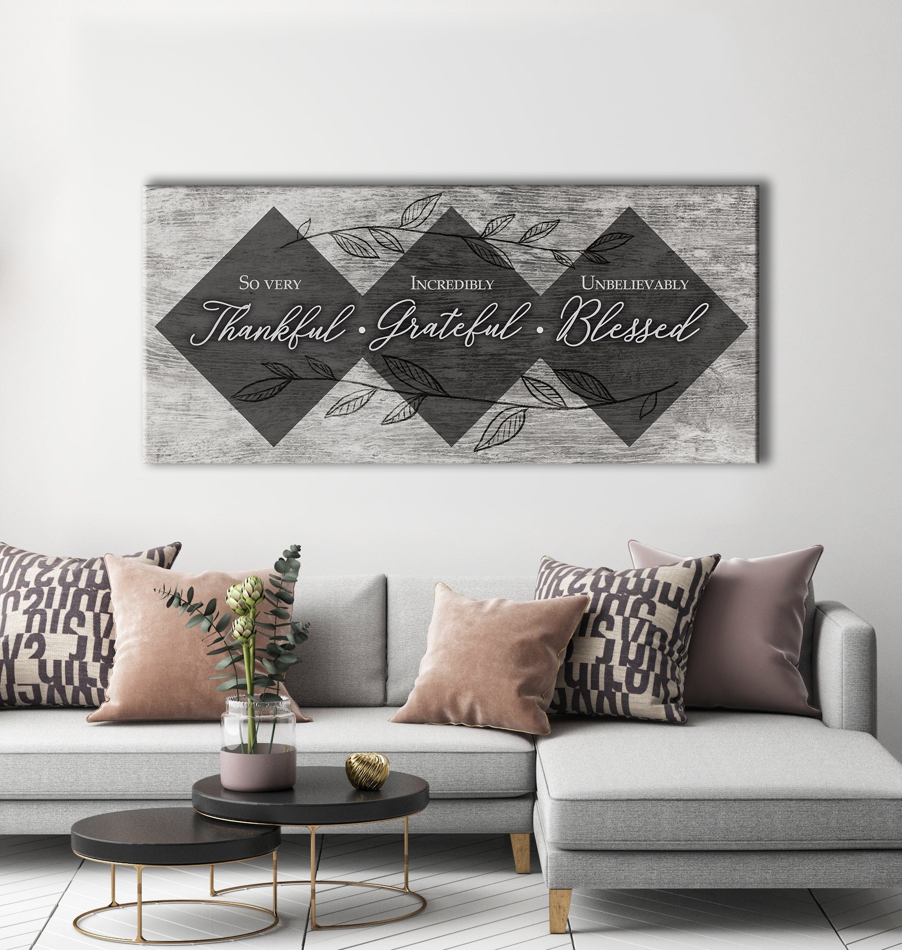 Christian Wall Art: 'So Very Thankful V3' with Wood Frame - Ready to Hang! Buy 2 Save 20%