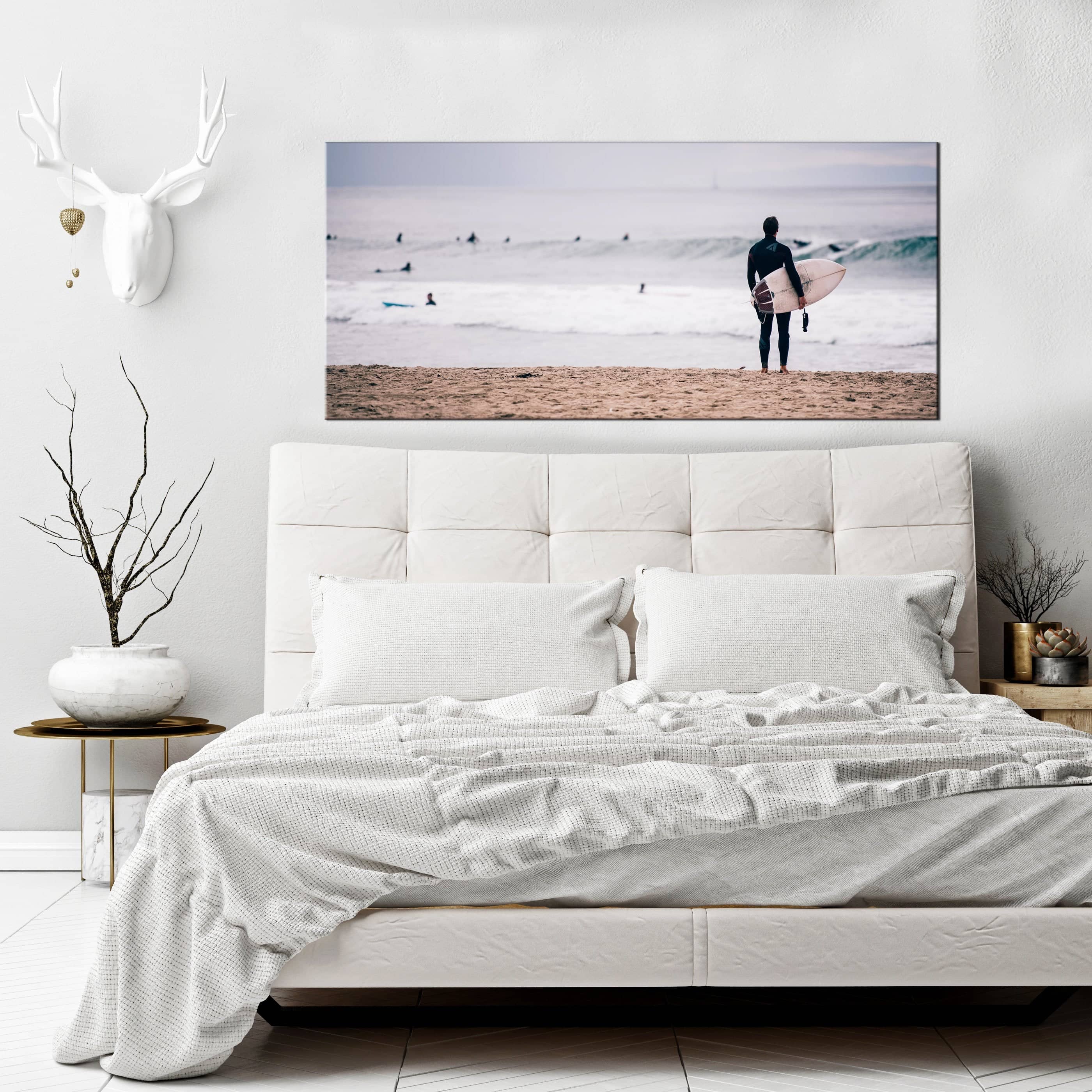 Hot Deal! Ready-to-Hang Surf Waves Beach Wall Art with Wood Frame