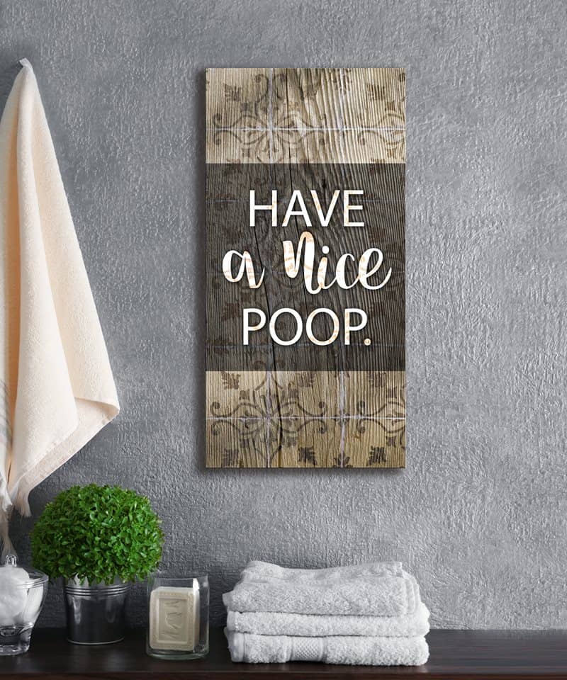 High - Quality Wood - Framed 'Have A Nice Poop' Bathroom Wall Art, Ready to Hang