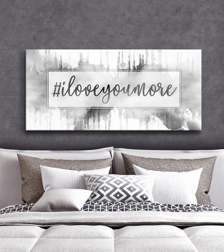 Hot Deal! Couples Wall Art - 'Hashtag I Love You More' in Wood Frame, Ready To Hang