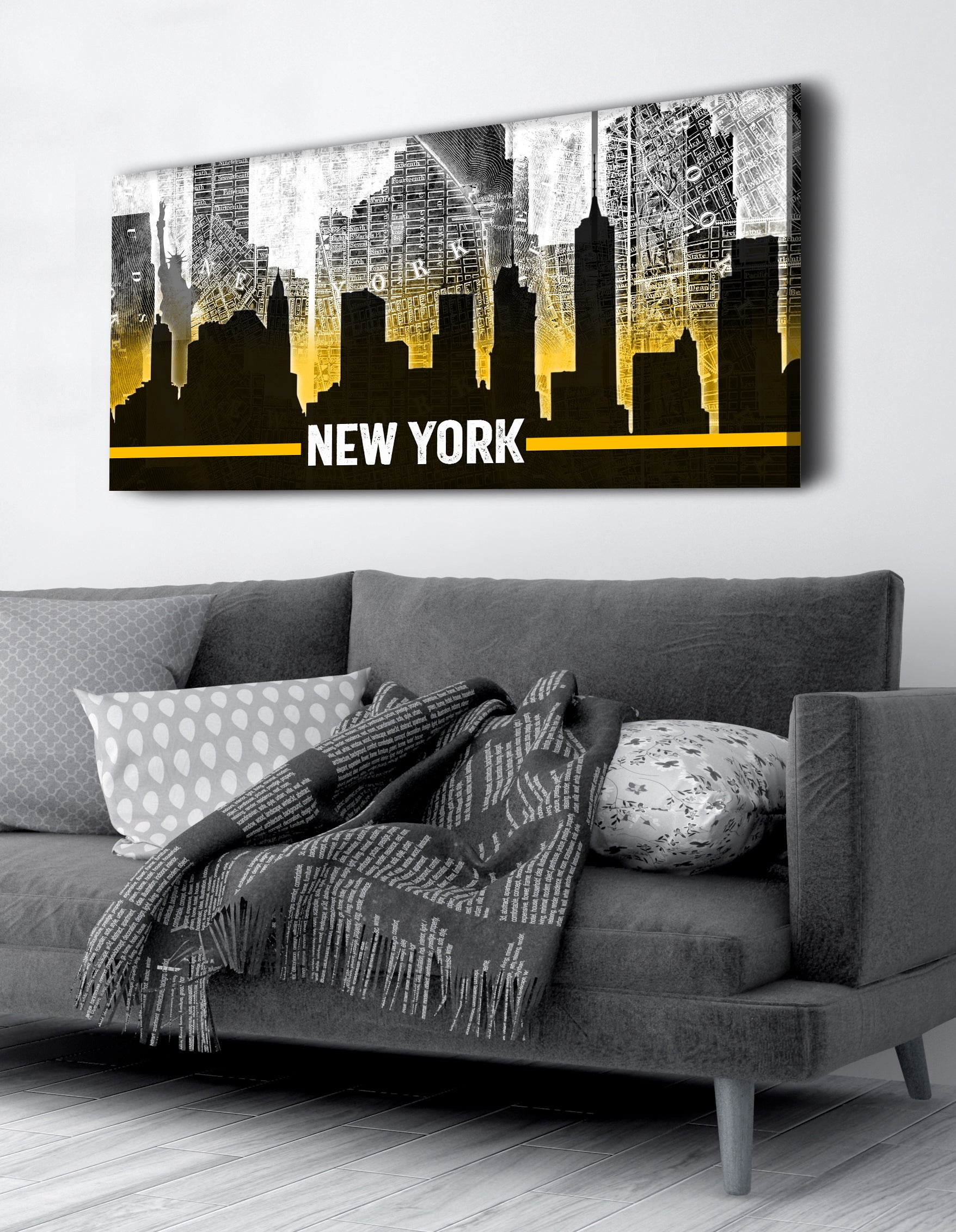 Hot! Ready-to-Hang New York Cityscape Home Wall Art with Wood Frame