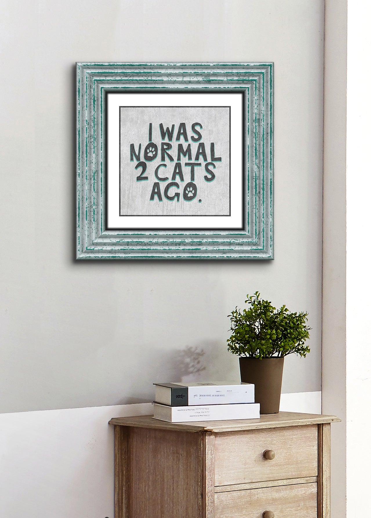 High - Quality Wood - Framed Pet Wall Art: Life Changed Since 2 Cats