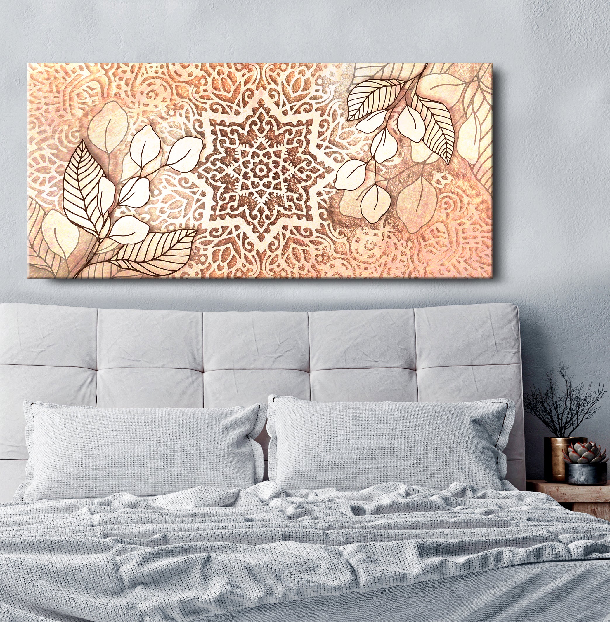 Hot Deal! Boho Mandala Wall Art V6 with Wood Frame, Ready to Hang for Your Home