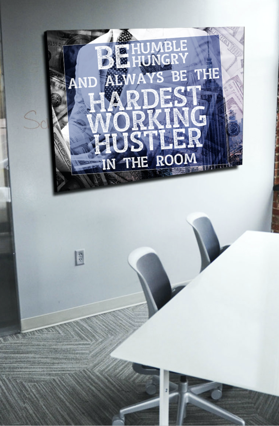 Ready-to-Hang Wood Frame Business Wall Art: The Hardest Working Hustler