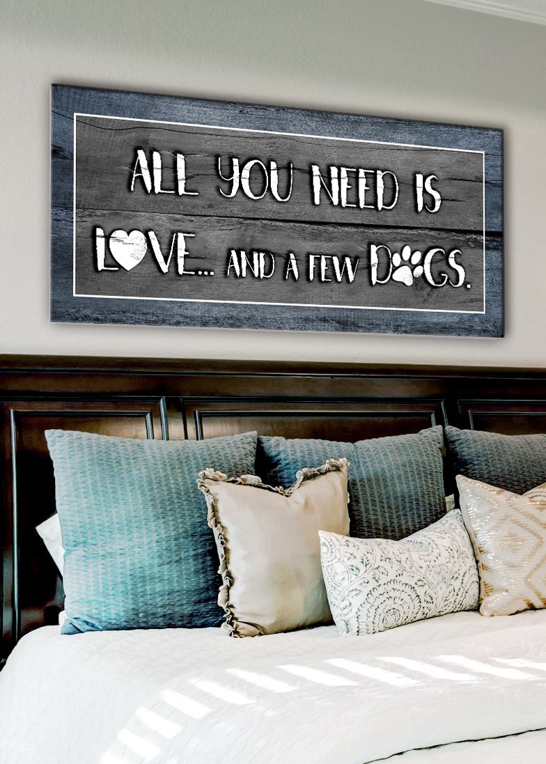 All You Need: Love, Dogs, and Ready-to-Hang Wood Framed Pet Wall Art