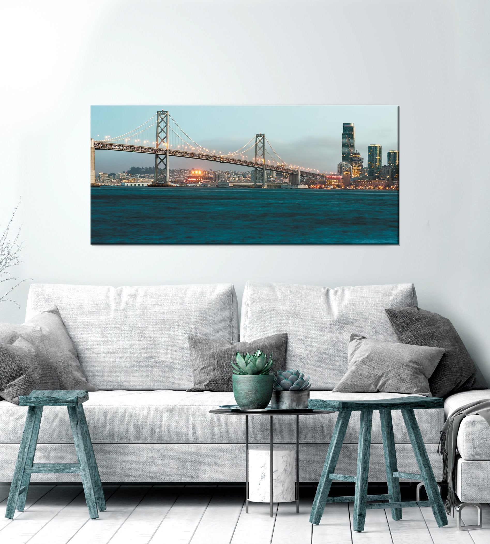 Exclusive City Wall Art: Daylight Bridge - Wood Frame, Ready To Hang!