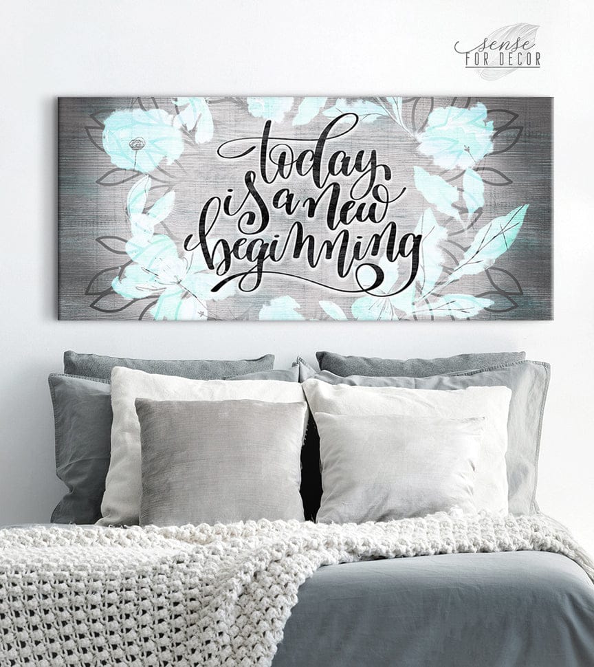 Exclusive Offer! Inspiring Wall Art - 'Today is a New Beginning' with Wood Frame, Ready to Hang