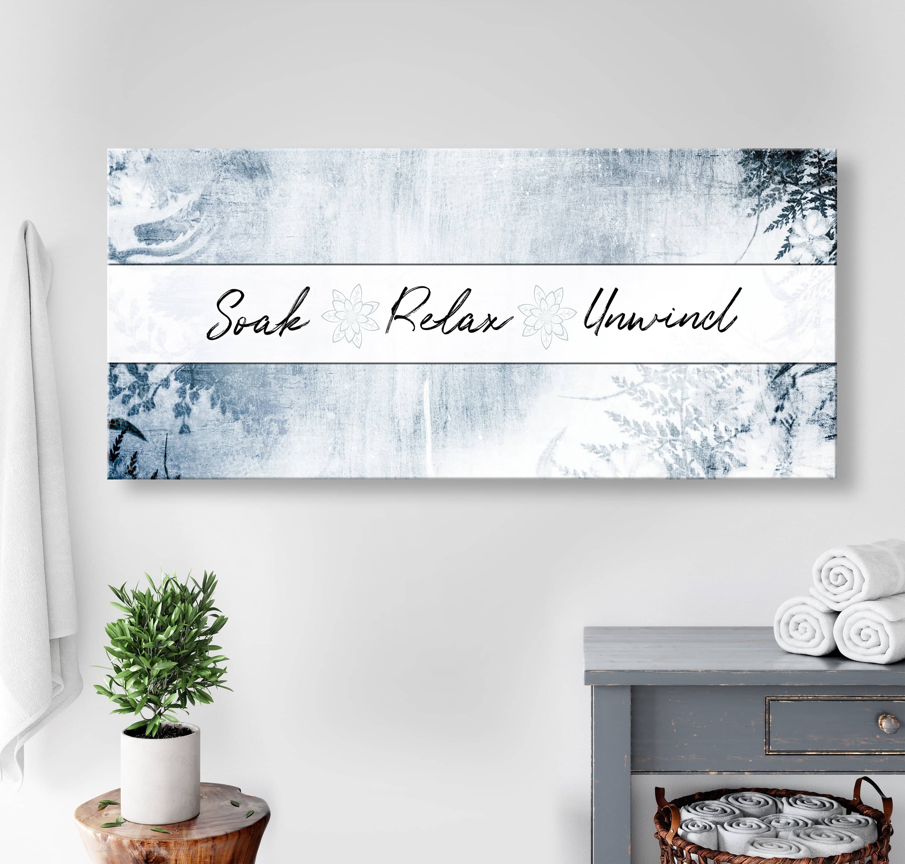 Ready-to-Hang Wood Frame Bathroom Wall Art: Relax and Unwind! BUY 2 GET 20% OFF