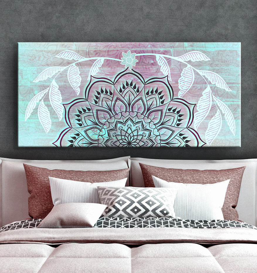 Ready-to-Hang Boho Mandala Wall Art V2 with Wood Frame for Home Decor