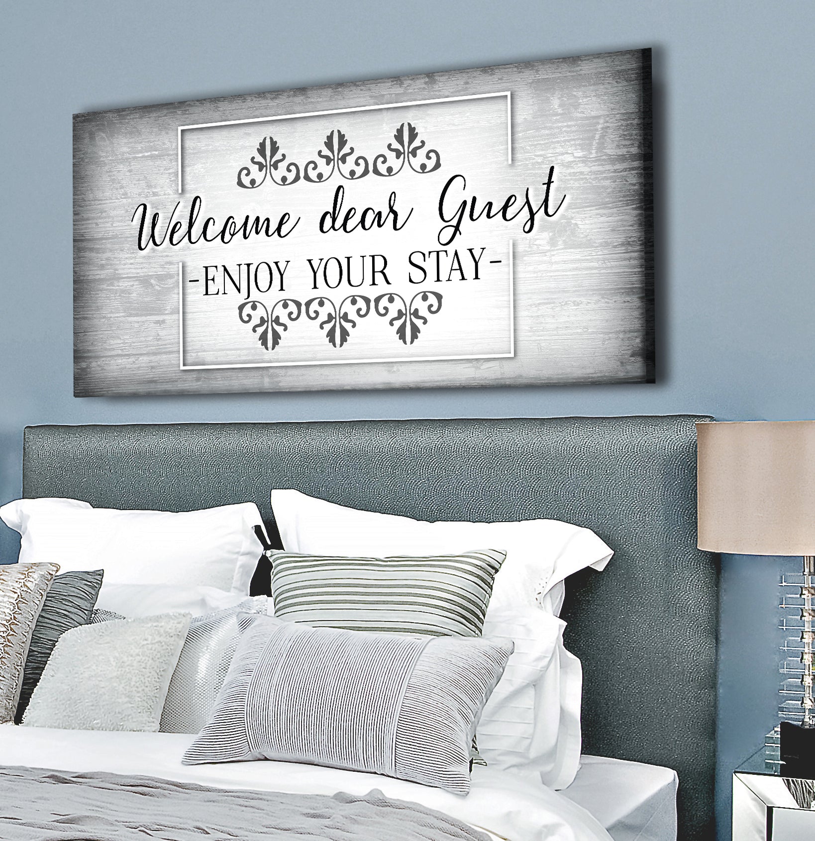 Exclusive Offer! Ready-to-Hang Home Wall Art - Welcome Dear Guest with Wood Frame