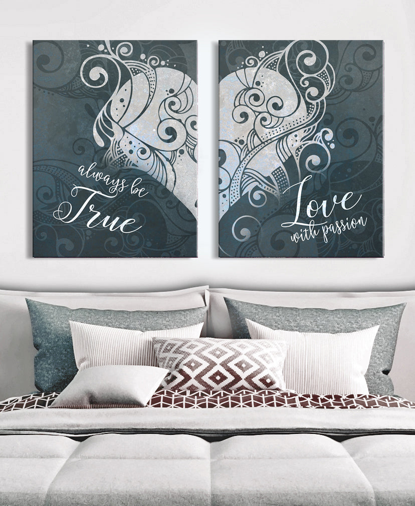 Hot Deal! Passionate True Love Wall Art Set 2 with Wood Frame, Ready to Hang for Your Home
