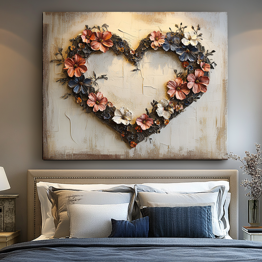Hot Deal! Golden Heart Bouquet V6 Home Wall Art