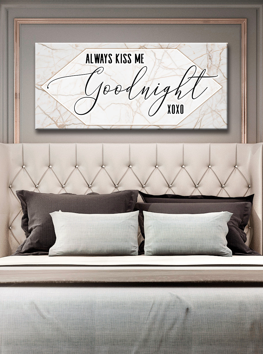 Hot! Couples Wall Art: Always Kiss Me Goodnight V2 (Ready-to-Hang Wood Frame)