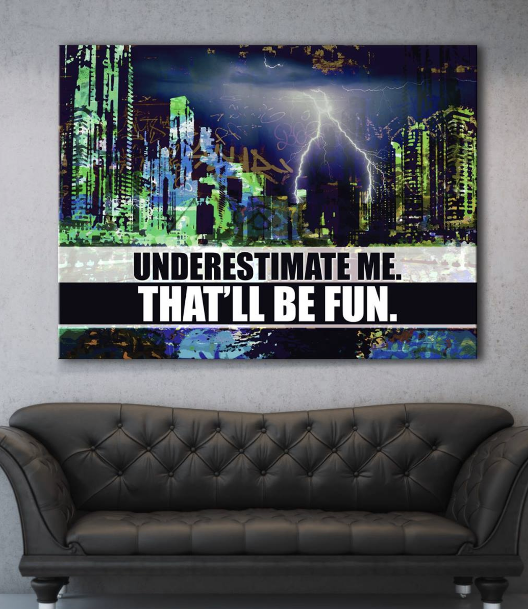 High - Quality Wood - Framed 'Underestimate Me' Business Wall Art, Ready To Hang