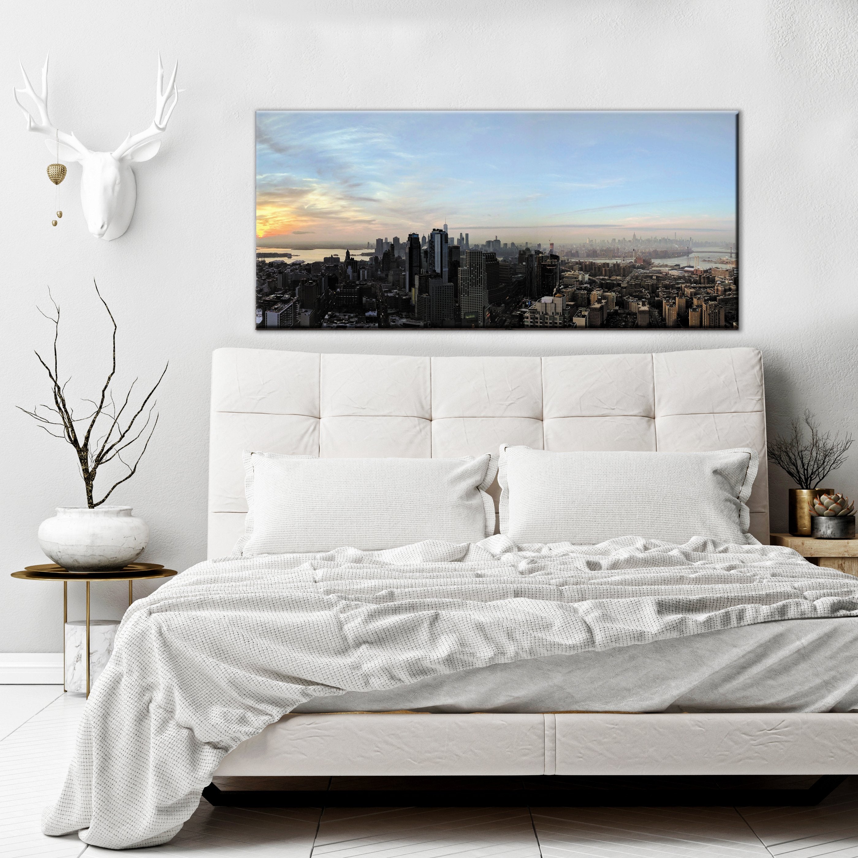 High - Quality Sunrise City Wall Art with Wood Frame, Ready to Hang