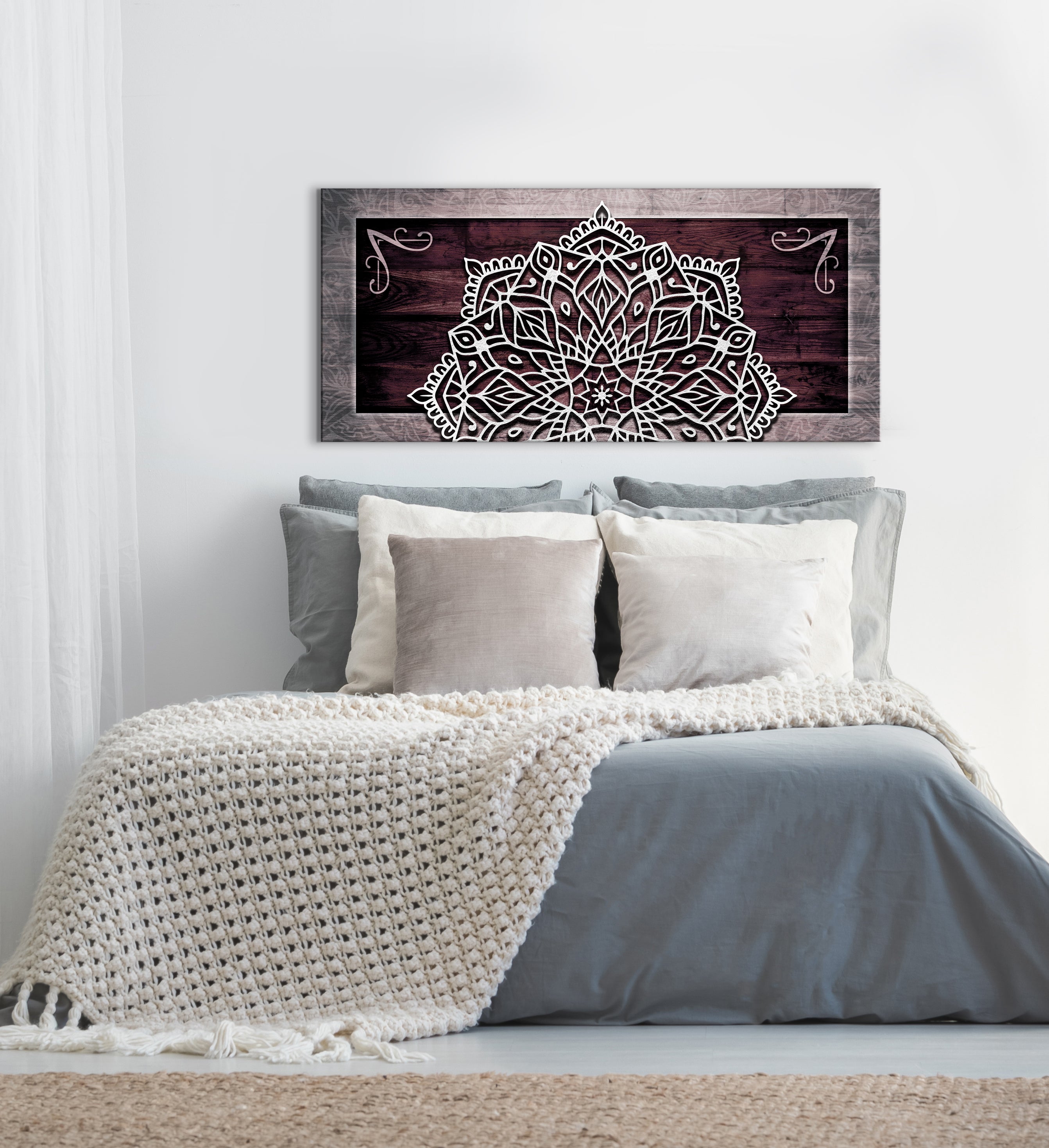 Exclusive Boho Mandala Wall Art V5 with Wood Frame - Ready to Hang! Buy 2, Save 20%