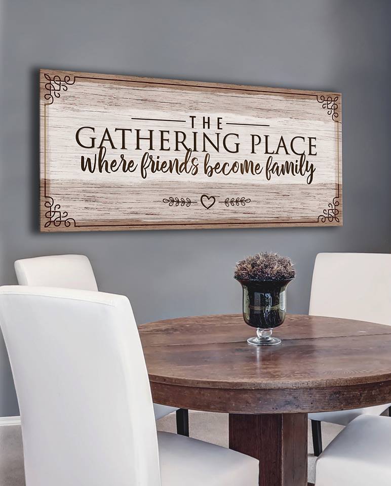 Kitchen Wall Art: Friends Gathering (Wood Frame, Ready To Hang) - Buy 2 Save 20%