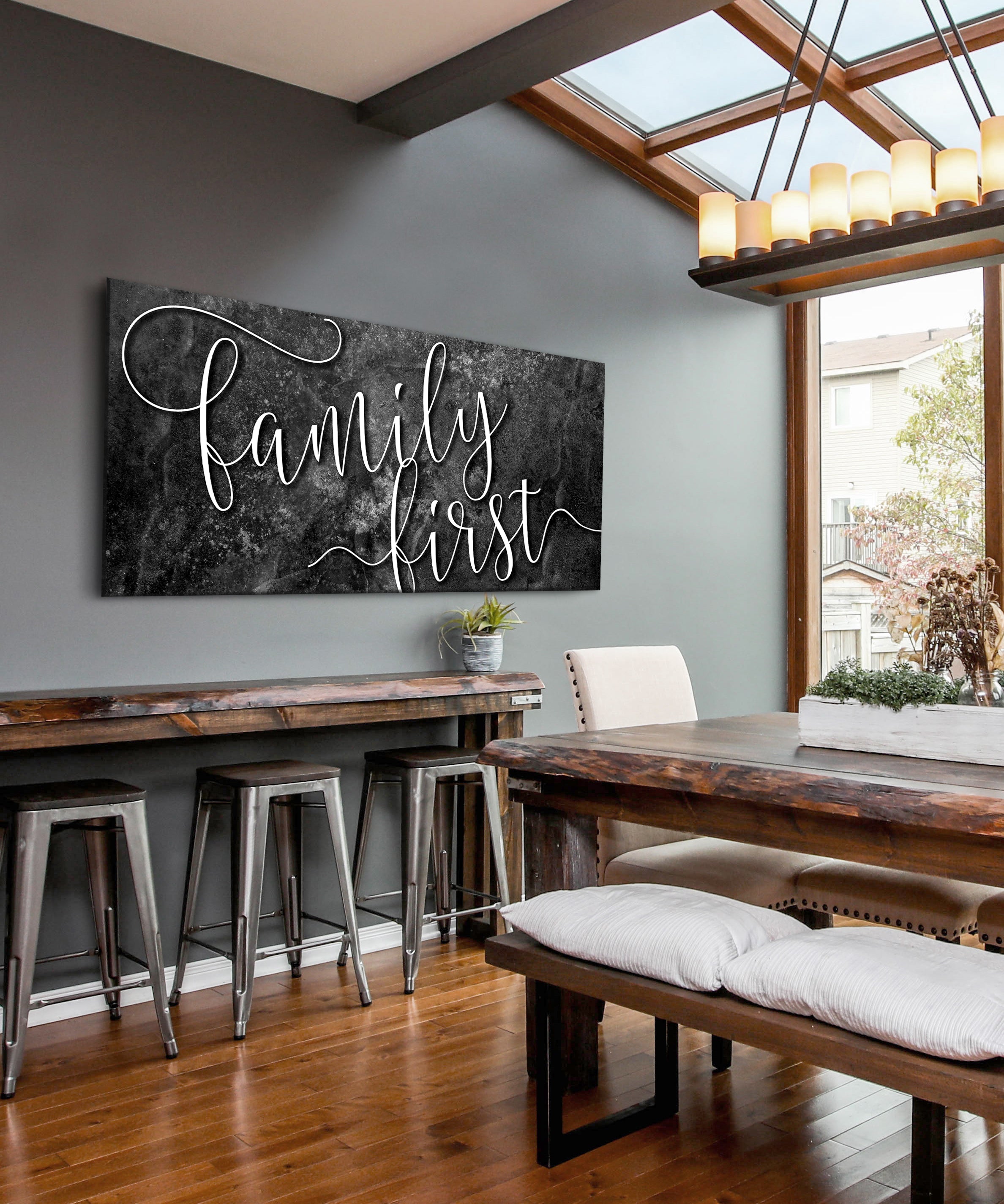 High - quality Family First V2 Wall Art with Wood Frame, Ready to Hang