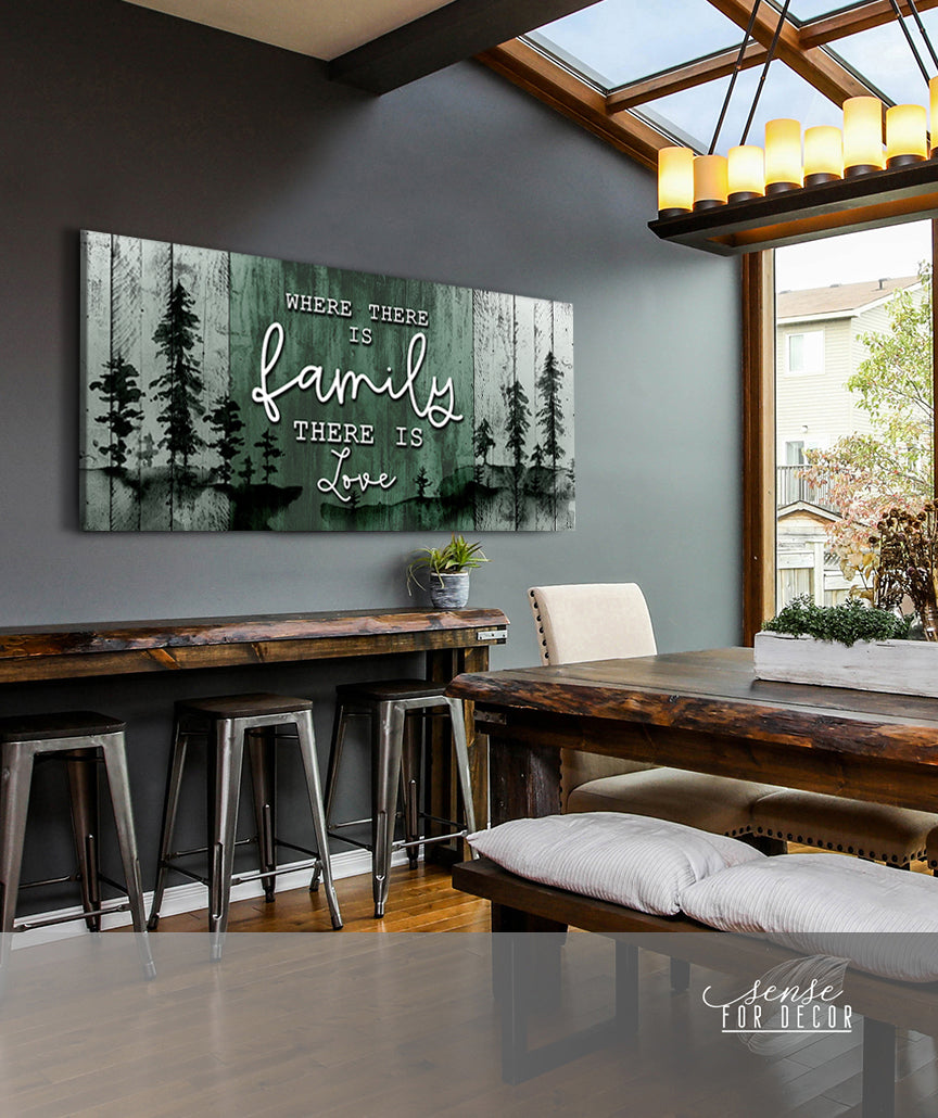 Exclusive Family Wall Art - 'Where There is Family There is Love' V3 with Wood Frame, Ready to Hang! Buy 2, Save 20%