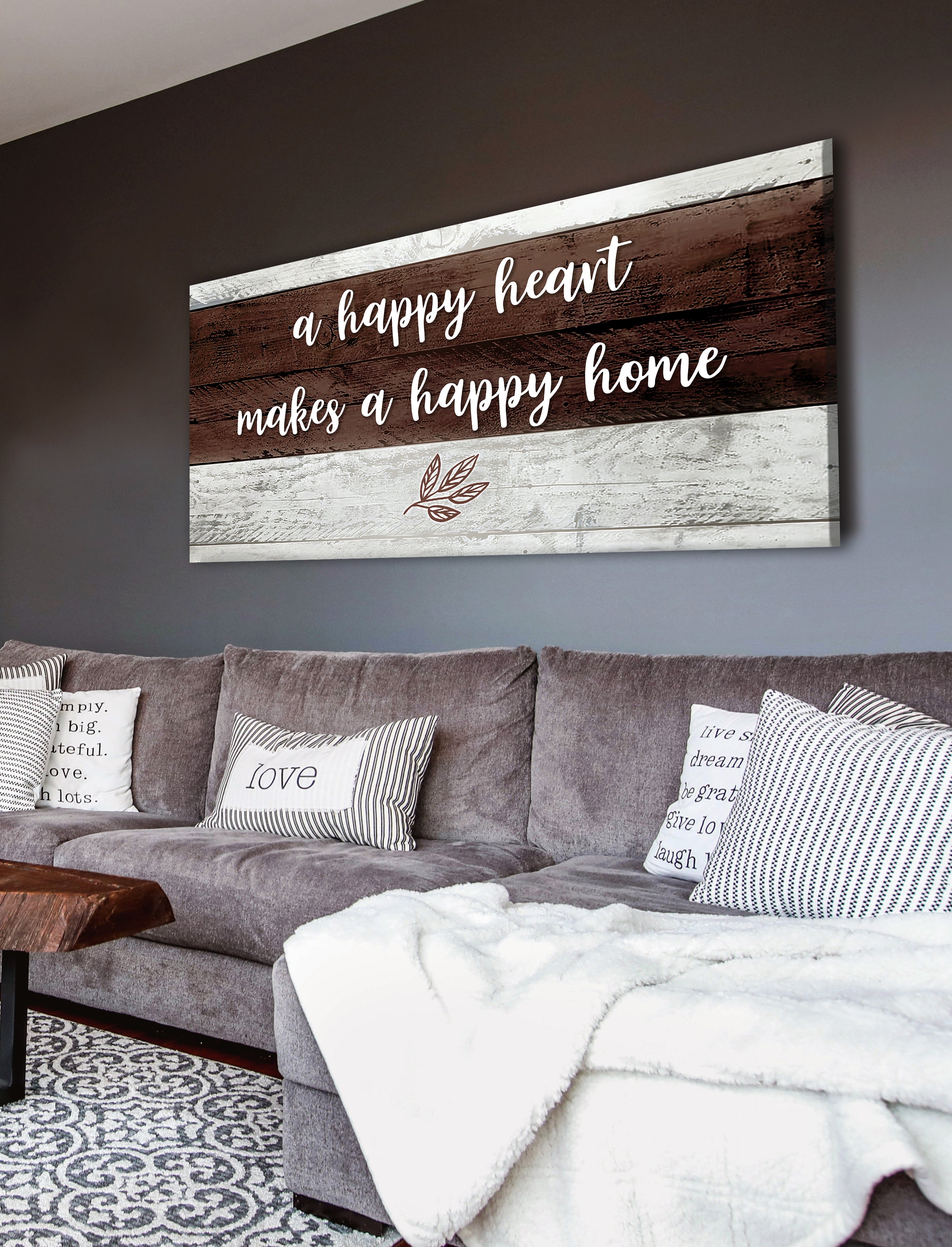 Ready-to-Hang Wood Frame Home Wall Art: A Joyful Heart Builds a Happy Home