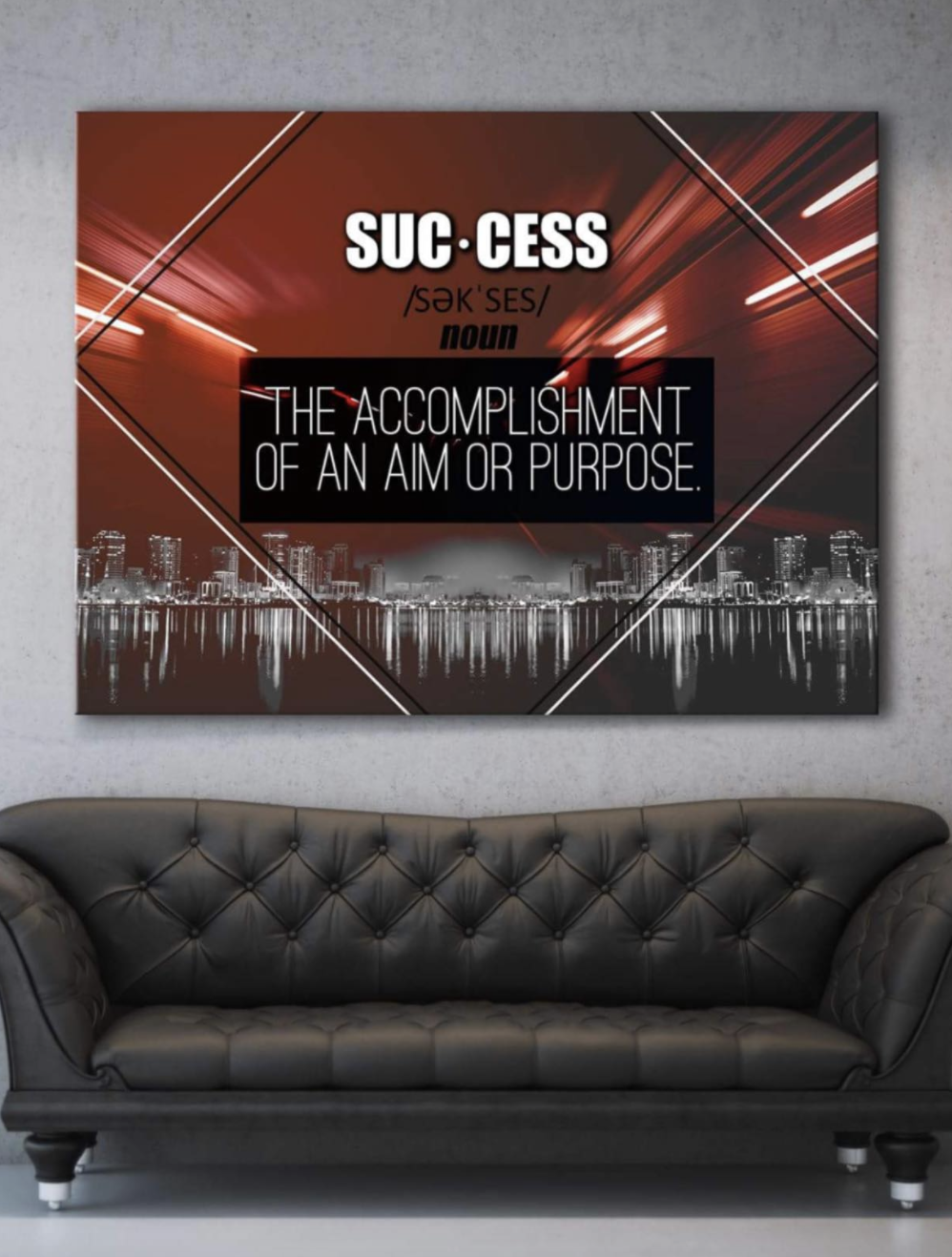 Ready-to-Hang Business Wall Art with Inspiring Success Quotes in Wood Frame