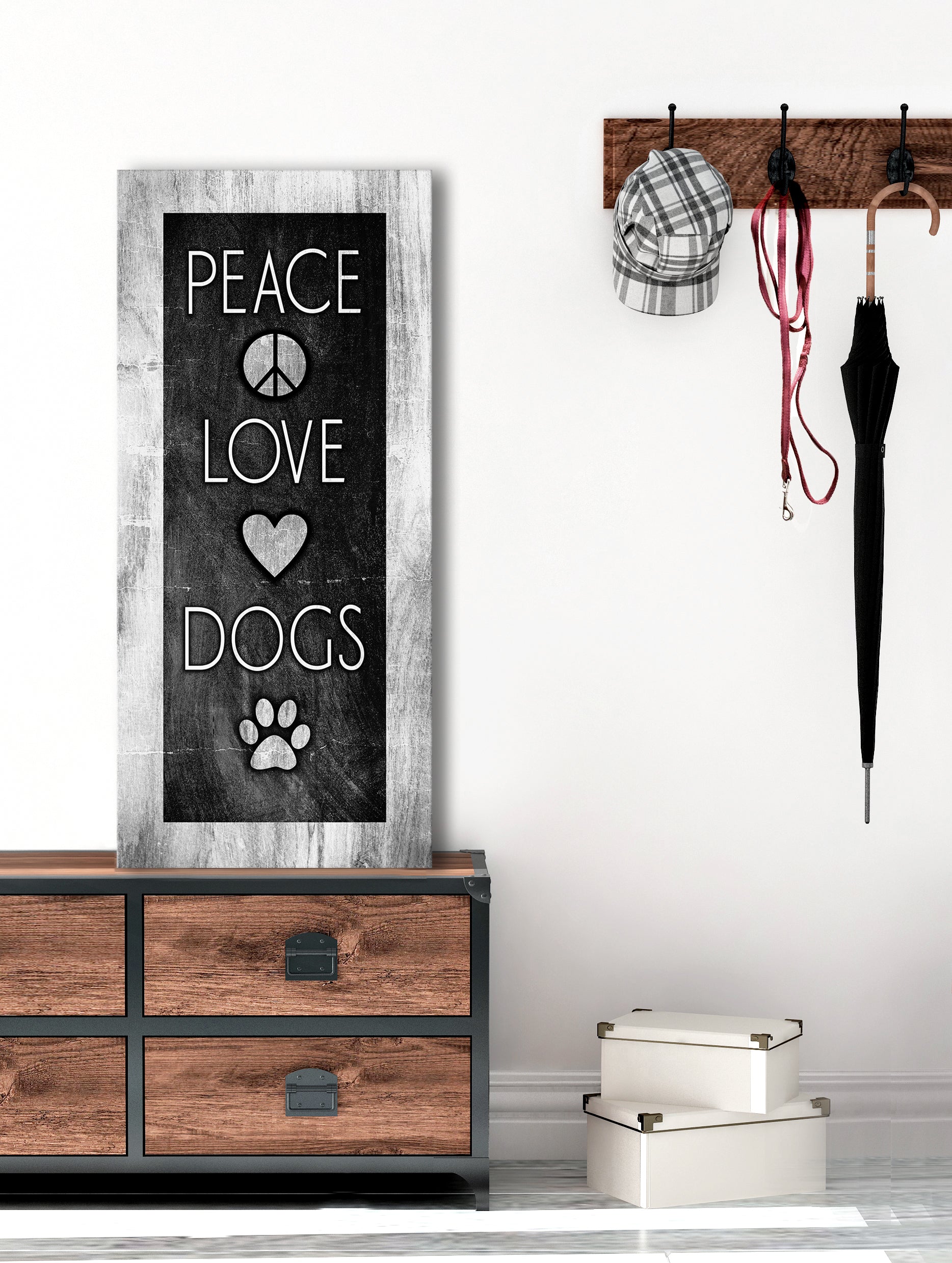 Limited-Time Offer! Peace Love Dogs Pet Wall Art with Wood Frame, Ready to Hang