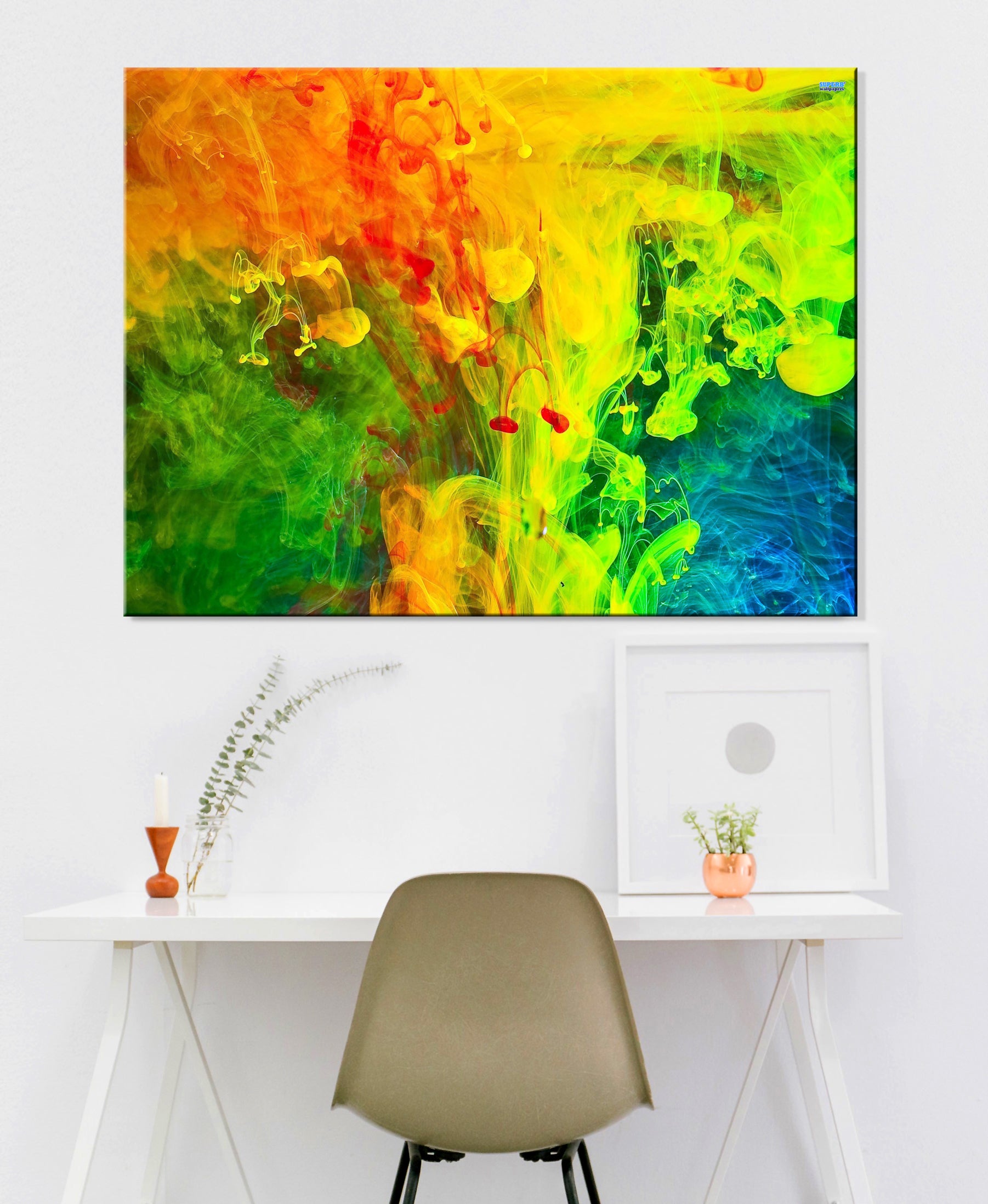Ready-to-Hang Red, Green, Yellow & Blue Paint Splash Wall Art (Wood Frame) - BUY 2 SAVE 20%