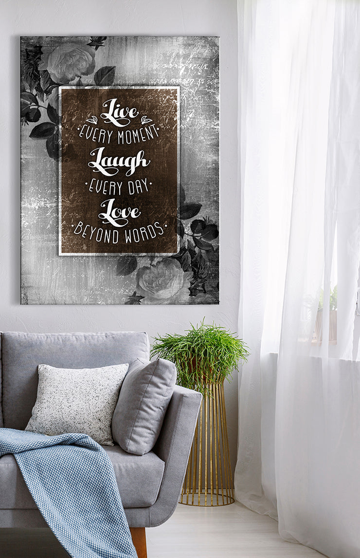 Exclusive! Live Every Moment Wall Art with Wood Frame (Ready To Hang) V6
