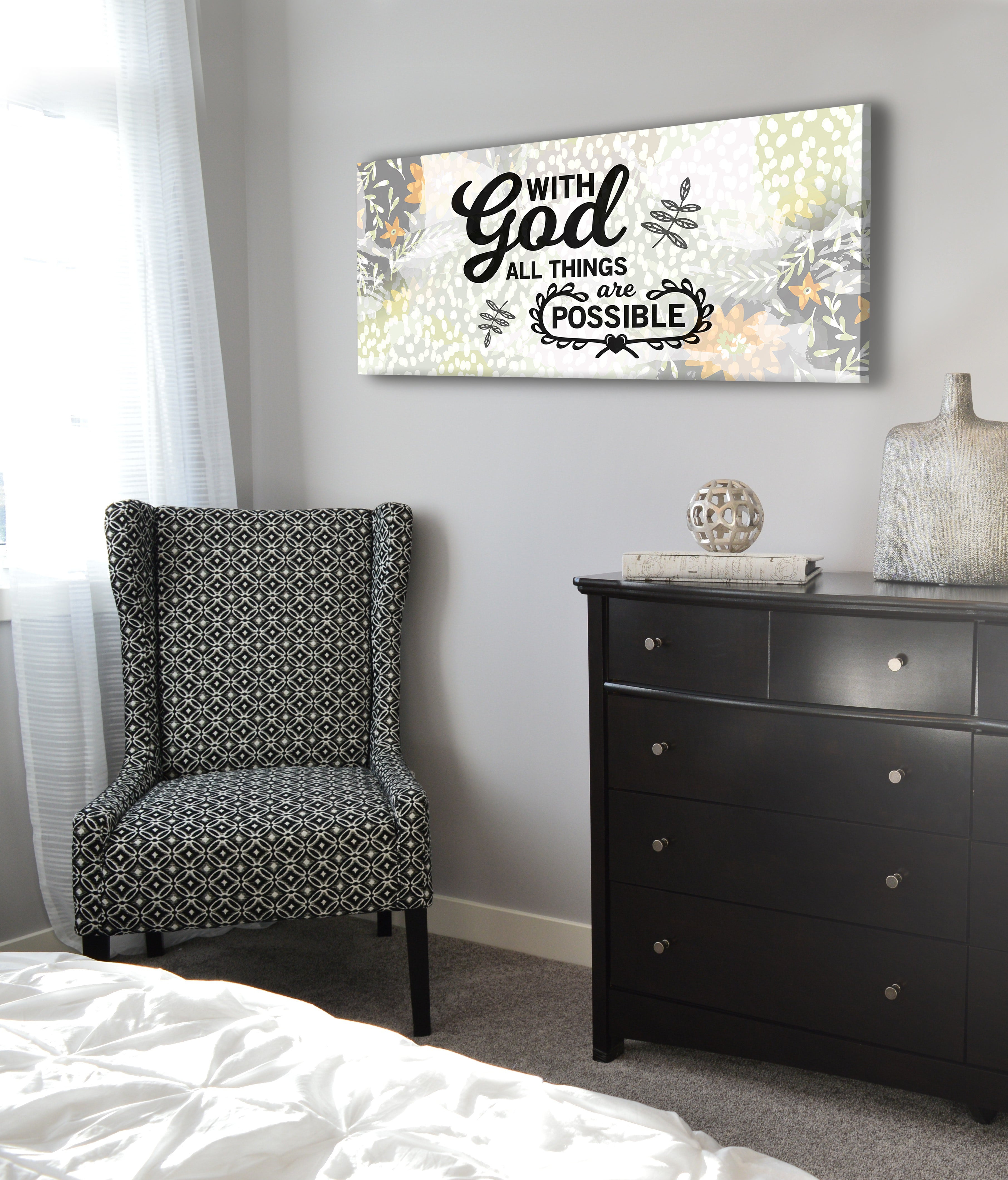 Christian Wall Art - 'With God All Things Are Possible' Wood Frame Ready-to-Hang, Buy 2 Save 20%