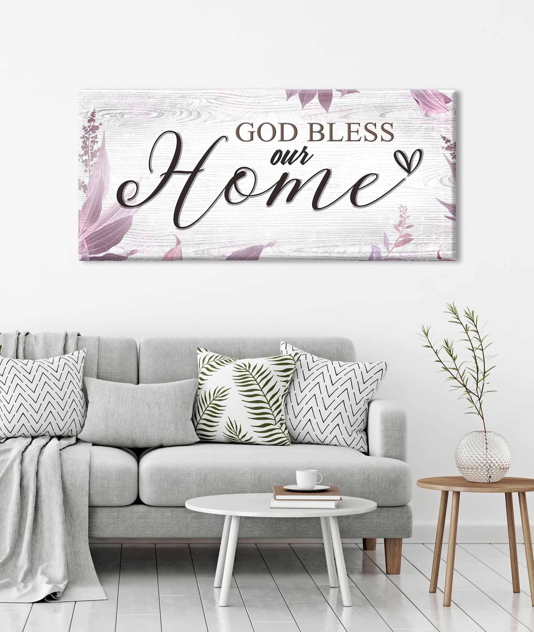 High - Quality Christian Wall Art: God Bless Our Home with Wood Frame, Ready to Hang