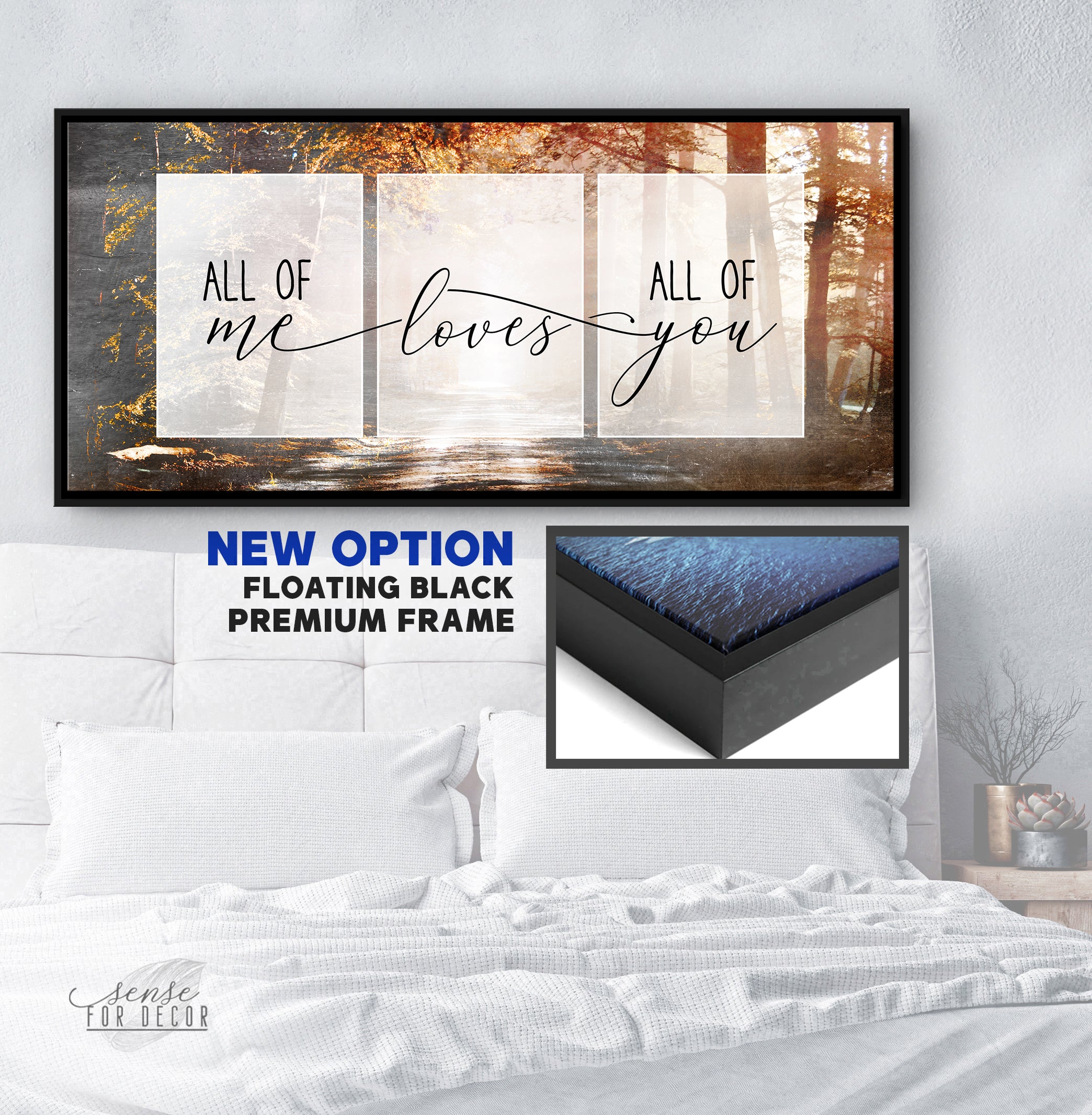 Exclusive Offer! Couples Wall Art - 'All Of Me Loves All Of You' v11 with Wood Frame, Ready To Hang