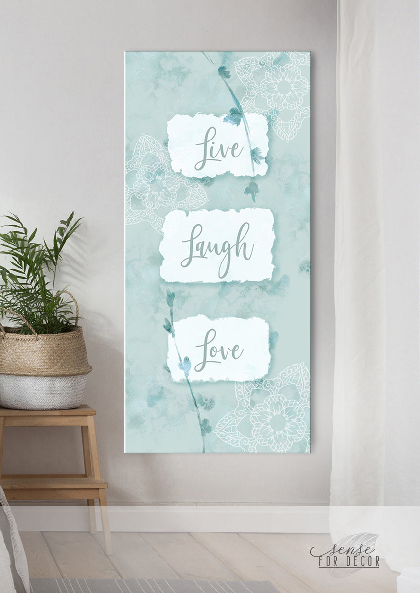 Exclusive Offer! High - Quality Christian Wall Art 'Live Love Laugh V4' with Wood Frame, Ready to Hang