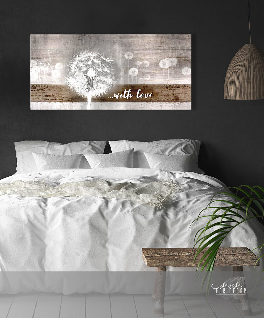 Christian Wall Art: 'With Love Dandelion' in Wood Frame, Ready to Hang - Buy 2 Get 20% Off!