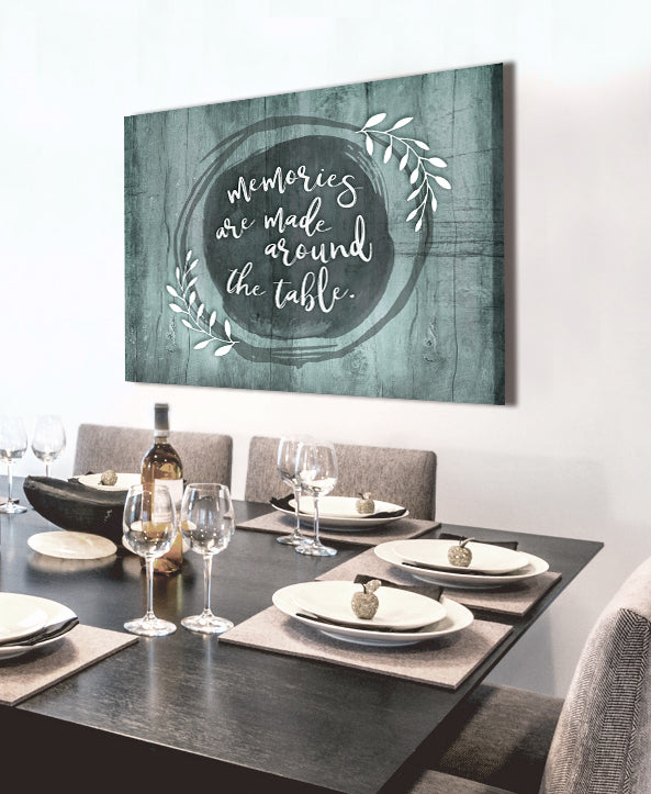High - Quality Kitchen Wall Art: Hanging Memories Around Table V5 with Wood Frame