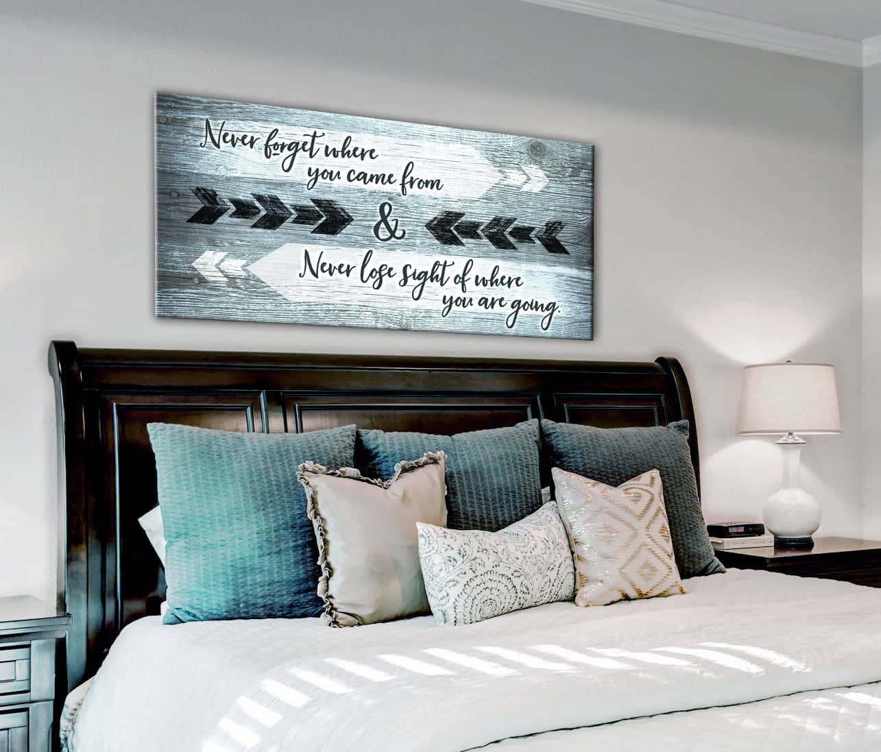 Exclusive Bedroom Wall Art: 'Never Forget Where You Came From' - Wood Frame, Ready To Hang! Buy 2, Save 20%
