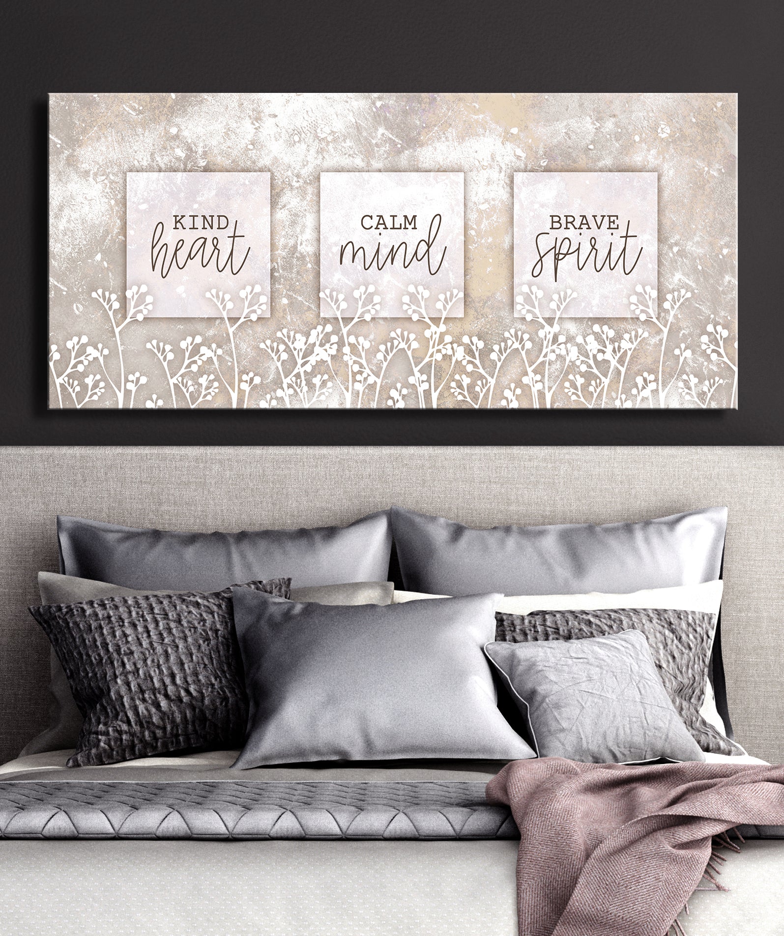 Hot Deal: Kind Heart Calm Mind Brave Spirit Wall Art (Wood Frame, Ready To Hang)