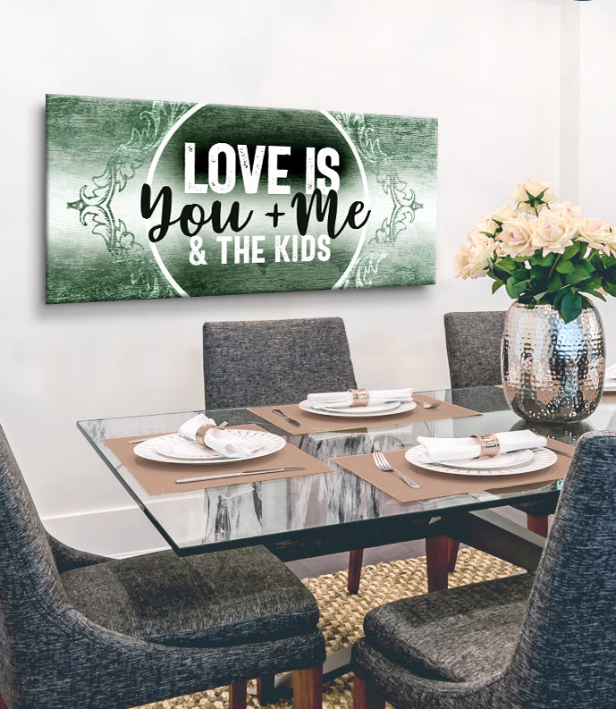 High - quality Wood - framed Couples Wall Art: Love with You, Me and the Kids (Ready to Hang)
