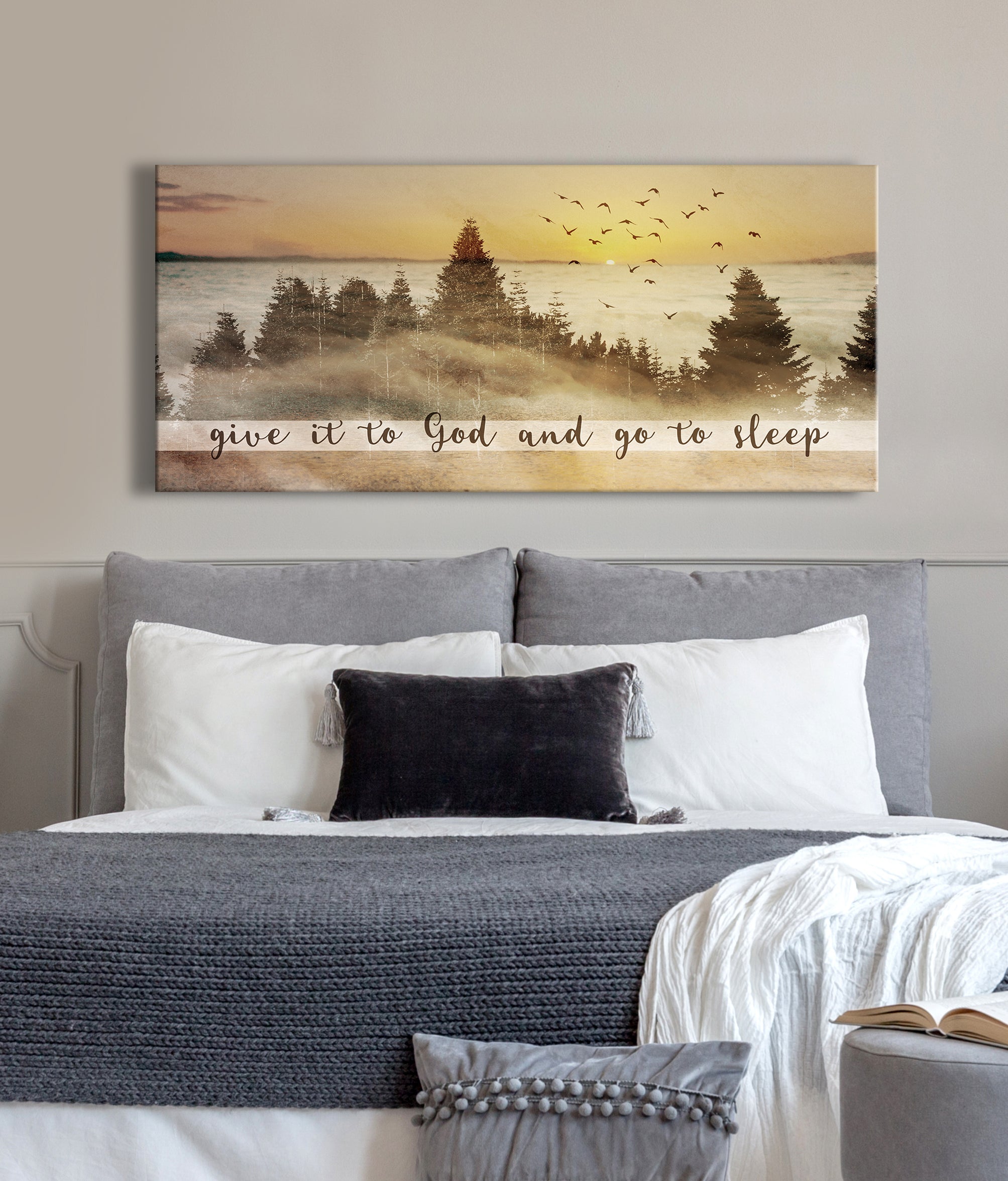 Christian Wall Art: 'Give It To God And Go To Sleep' V7 - Wood Frame, Ready To Hang! Buy 2 Save 20%