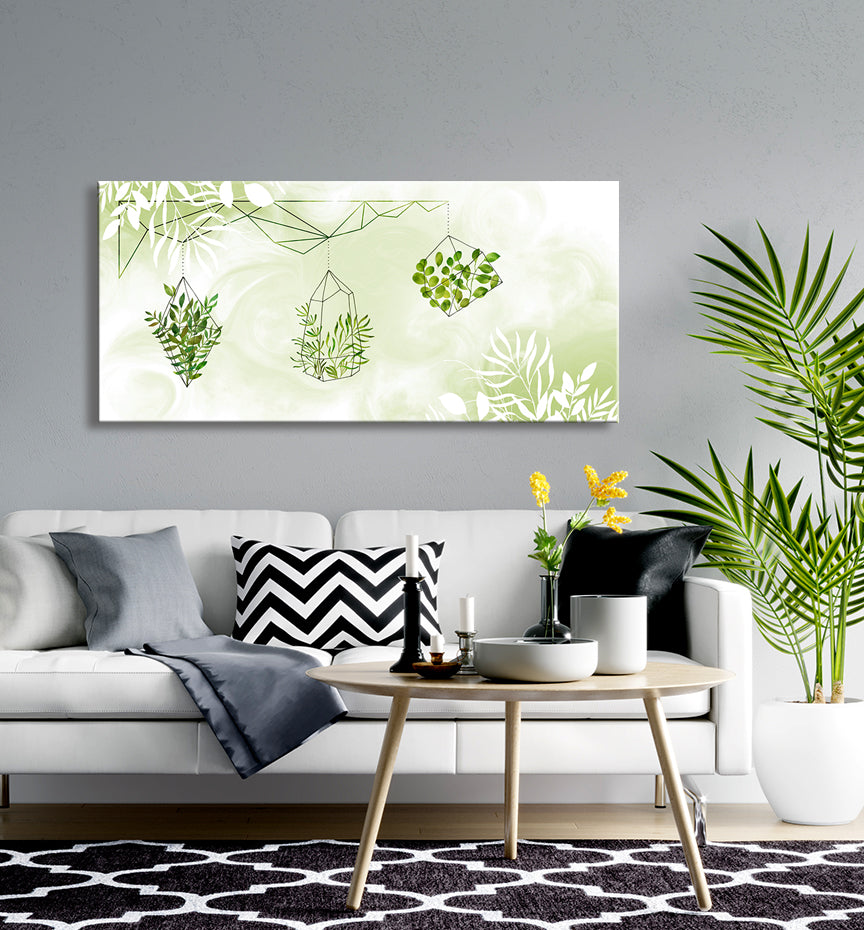 Suspended Wood-Frame Plants Wall Art, Ready To Hang