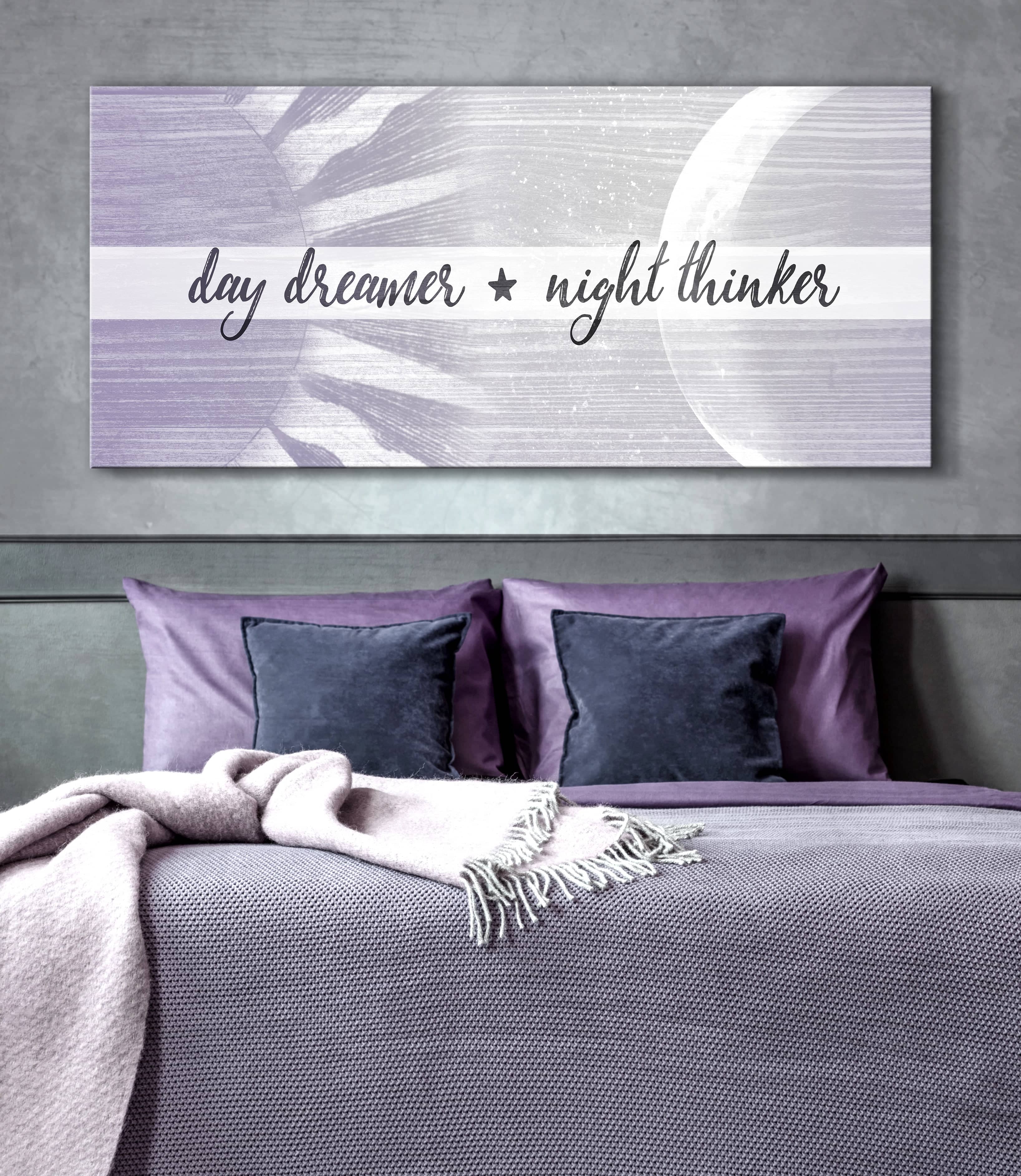 Exclusive Bedroom Wall Art - Day Dreamer Night Thinker with Wood Frame, Ready to Hang! Buy 2 Save 20%
