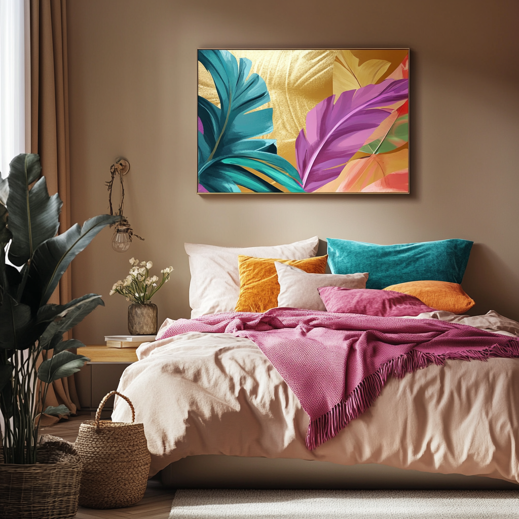 Exquisite Nature Wall Art Featuring Vibrant Leaves