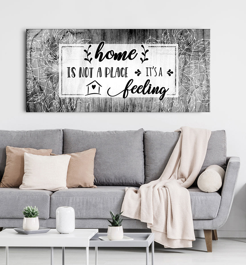 Ready-to-Hang Wood Frame Home Wall Art: Home is a Feeling, Not Just a Place V3
