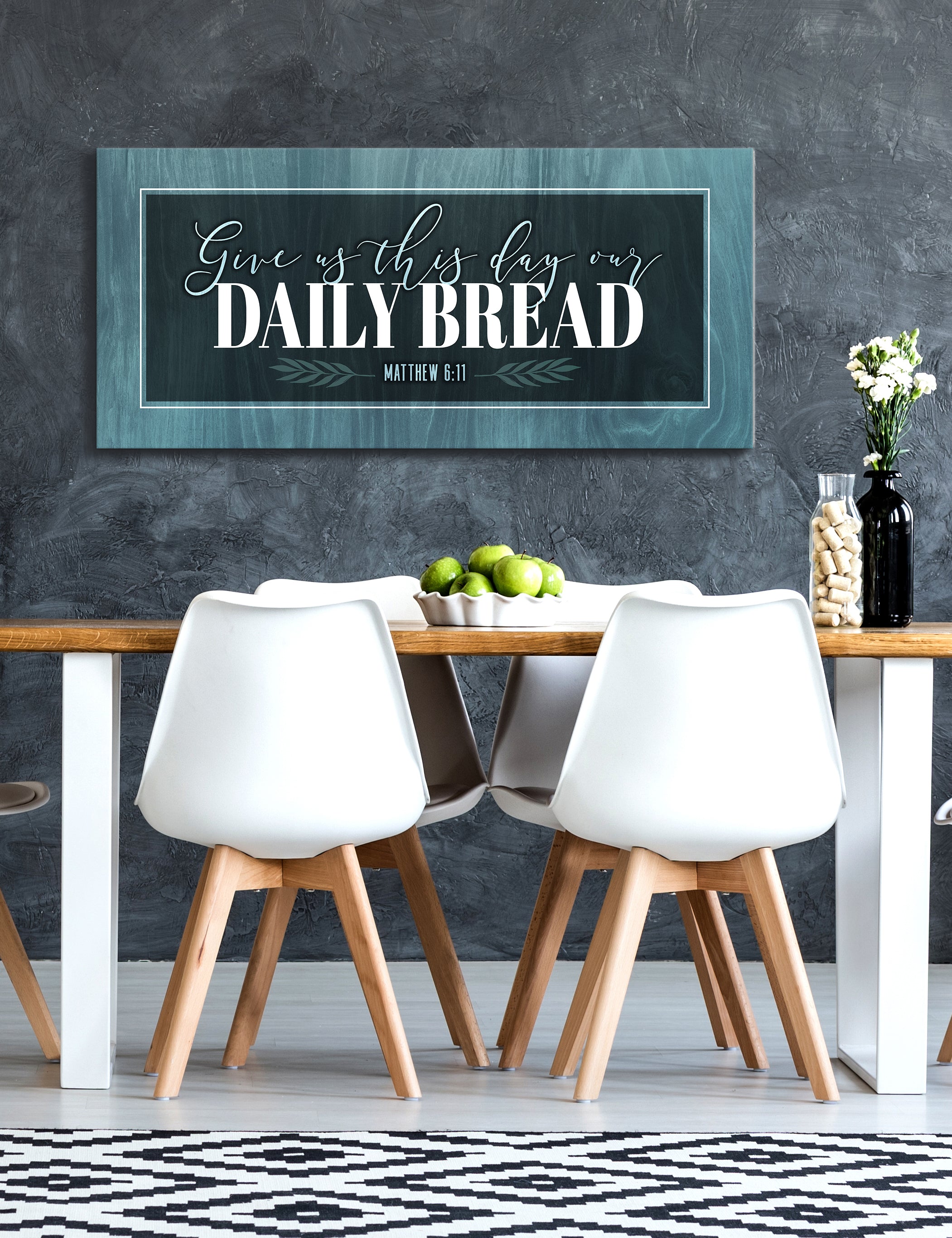 Hot Deal! Christian Wall Art - 'Give us this day our daily bread' in Wood Frame, Ready To Hang