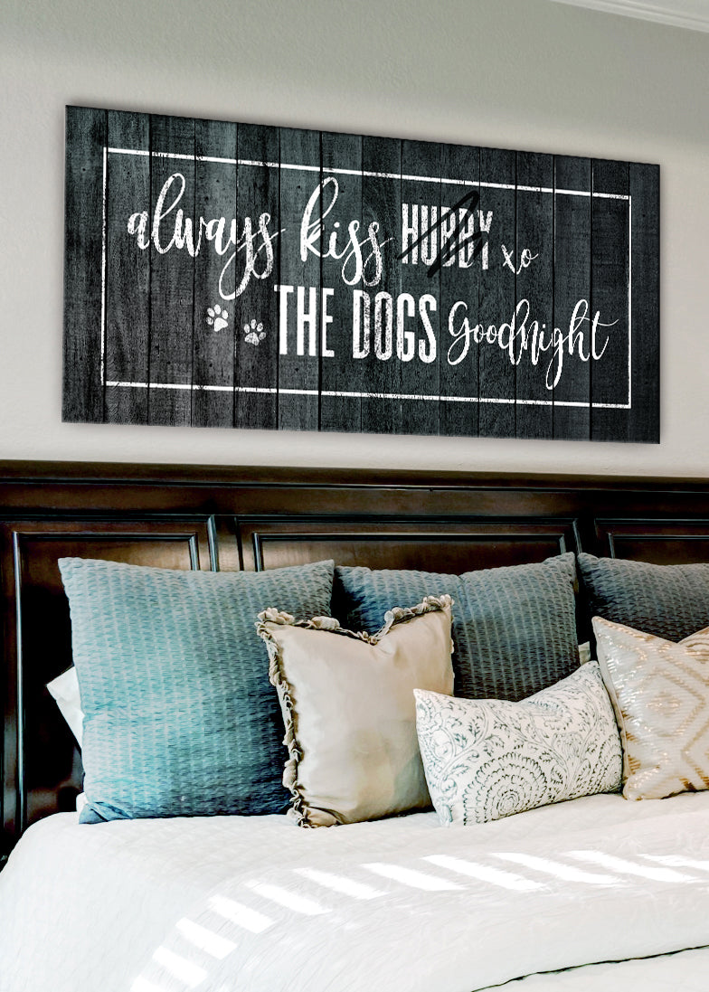High - Quality Wood - Framed Pet Wall Art: Kiss Your Dog Goodnight