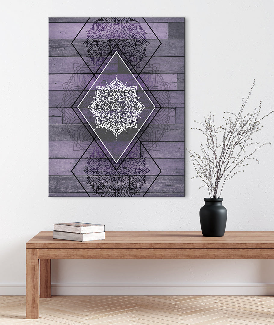 Ready-to-Hang Boho Mandala Wall Art V7 with Wood Frame for Home Decor