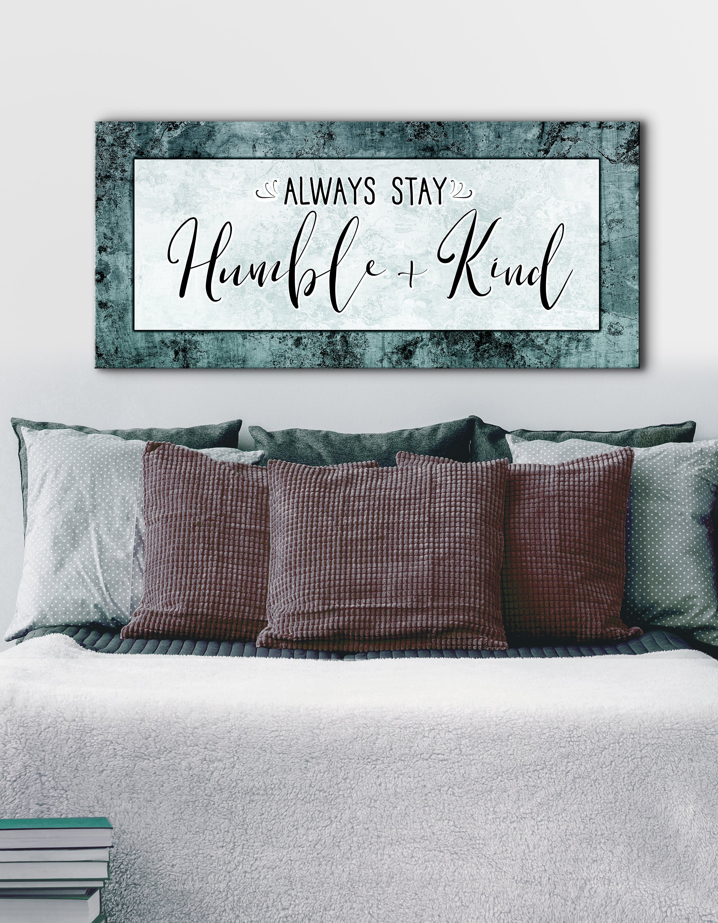 Exclusive! Home Wall Art - Always Stay Humble & Kind V3 with Wood Frame, Ready to Hang