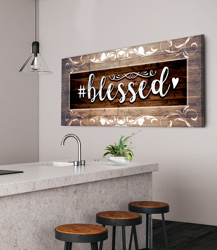 High - Quality Wood - Framed 'Hashtag Blessed' Christian Wall Art, Ready To Hang