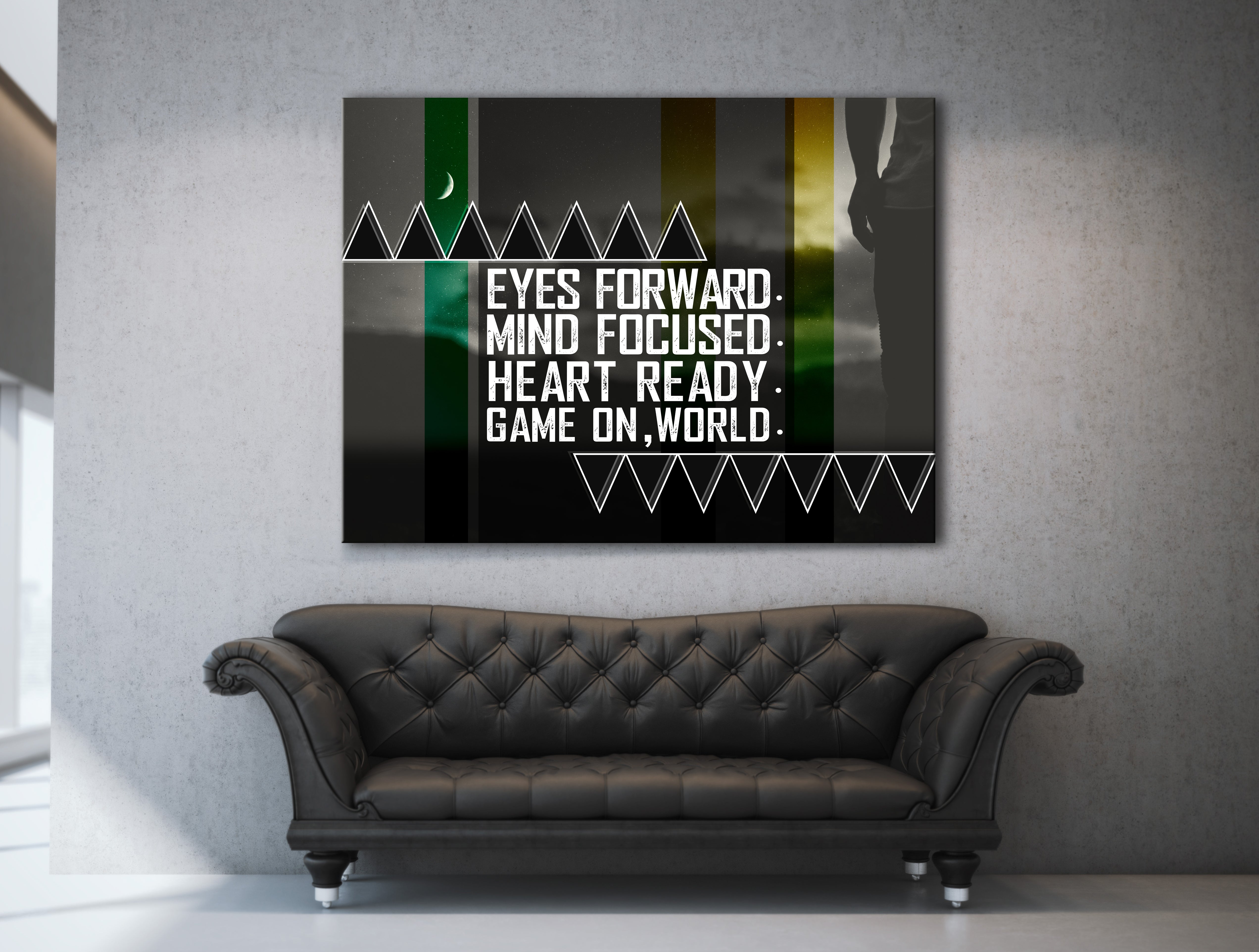 Hot! Ready-to-Hang Fitness Wall Art: Eyes Forward, Mind Focused (Wood Frame)